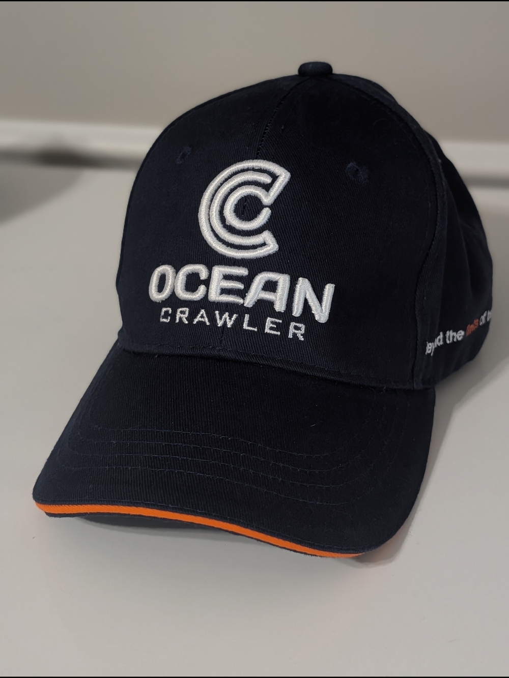 New Ocean crawler Navy Baseball Cap Navy Hat with Orange Trim - Adjustable